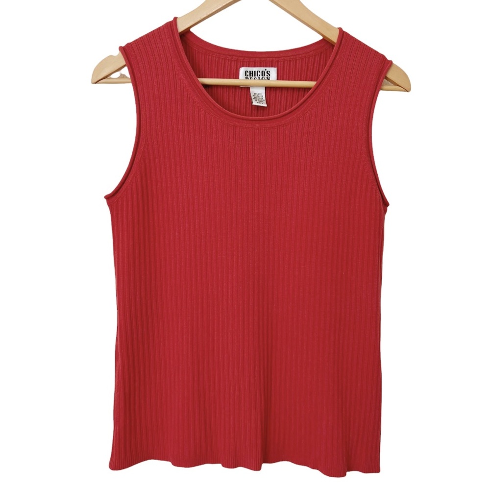 Chico's Design Vintage Ribbed Silk Blend Shell L 12 Roll Neck Tank Sweater